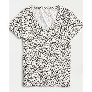 J. CREW Vintage cotton V-neck T-shirt in leopard print Sz S EUC